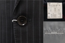4NB064】P.S.FA 2つボタン シングルスーツ 袖口4つボタン Y6 M ダークグレー 暗灰色 ストライプ ノータック 春秋 合物 NN72100218K_画像3