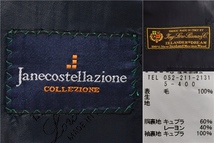 4XC026】Janecostellazione 伊製 ロロピアーナ生地 2つボタン シングルスーツ L AB6 ダークネイビー ストライプ 1512681-B 夏物 春夏_画像4