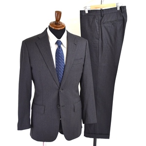 4TB111] Ships SHIPS made in Italy Loro Piana cloth 2. button single suit 46 / A5 / M dark gray shadow stripe 117-15-0065