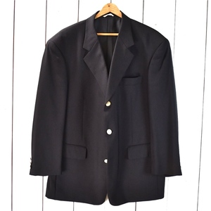 4TB129] Durban OPUS silver button 3. button single step return . jacket XL black cuffs 3.. large size 49723654-99-3405