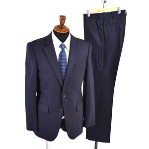 4TC030] Takeo Kikuchi super100's 2. button single suit 3 / Y7 / L dark blue shadow stripe cuffs 4..no- tuck AD931-46301AB