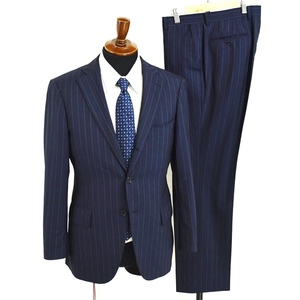 4XC069] Ships made in Italy Zegna cloth step return .3. button single suit M YA4 dark navy stripe no- tuck 117-11-1916 summer thing spring summer 