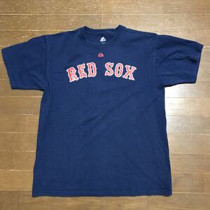 MLB BOSTON RED SOX #28 GONZALEZ MEN’S SHORT SLEEVE T-SHIRTS (Majestic) size-L(着丈69身幅55) 中古(美品) 送料無料 NCNR