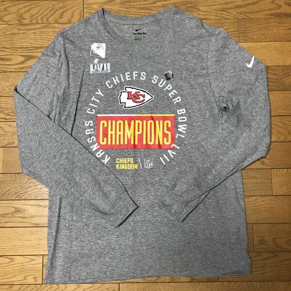 NFL KANSAS CHIEFS SUPER BOWL CHAMPION MEN’S SHORT SLEEVE T-SHIRTS (NIKE) size-L(着丈74身幅55) 未使用 送料無料 NCNR