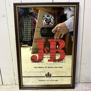 80年代 ヴィンテージ パブミラー J＆B ジャステリーニ＆ブルックス ウイスキー ウォールミラー 壁掛け鏡 インテリアの画像5