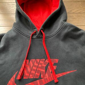 NIKE ビッグロゴ デカスウッシュ スウェットパーカーBLACK×RED Mサイズ