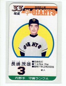 タカラプロ野球カードゲーム風　自作カード１枚(長嶋茂雄)