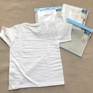 130cm 綿100%半袖白Tシャツ　インナーシャツ　新品　三枚セット