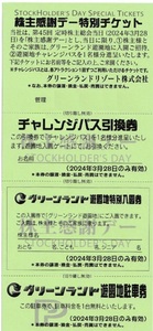 グリーンランド 株主感謝デー特別チケット チャレンジパス引換券 駐車券 ★株主総会当日３月28日のみ有効