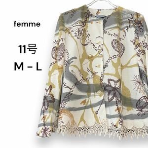 新品未使用 柄ジャケット フォーマル 礼服 レース ノーカラー F M L 長袖