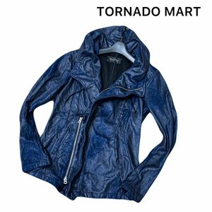 名作 TORNADO MART トルネードマート【希少カラーインディゴブルー】ボンディング加工 2way ビッグフードブルゾン サイズL/定価約30,000円