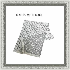 LOUIS VUITTON ルイヴィトン マフラー エシャルプ モノグラムクラシック グレー ウール M70932 IS1129