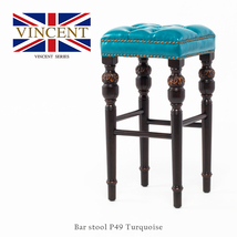 スツール カウンタースツール バースツール 椅子 いす チェア アンティーク調 英国調 ターコイズブルー 合皮 ヴィンセント 9006-B-5P49B_画像1