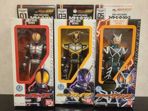 1円~ 未開封品 仮面ライダーファイズ カイザ デルタ ソフビ 3種セット 旧ライダーヒーローシリーズ バンダイ 555 RHF フィギュア 初回特典