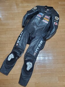 [3L /W size ]HYOD racing suit D3O pad MFJ official recognition neck guard slider leather coverall ba salted salmon roe i DIN g Rider's 