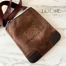 超美品 ロエベ LOEWE ショルダーバッグ＊メンズ レディース ナッパレザー 牛革 本革 肩掛け 斜め掛け ブラウン 茶 ブラック 黒 正規品 _画像1