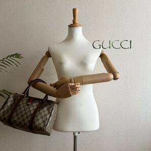 超美品 GUCCI オールドグッチ レザーボストンバッグ＊レディース メンズ 牛革 本革 シェリーライン GG 旅行 トラベルの画像6