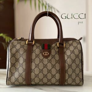 超美品 GUCCI オールドグッチ レザーボストンバッグ＊レディース メンズ 牛革 本革 シェリーライン GG 旅行 トラベル