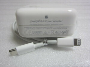 Apple 30W USB-C電源アダプタ(A1882)とApple USB-C Lightningケーブル（1 m）