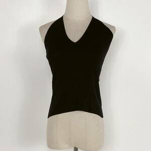 Z1226 beautiful goods MARY QUANT Mary Quant lady's tank top tops sleeveless black M size silk 100% sexy Schic USED old clothes 