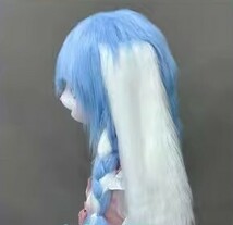 着ぐるみヘッド ウサギ ブルー 兎面 垂れ耳 全頭ヘッド ケモノ マスク ファースーツ ぬいぐるみ コスプレ コスチューム_画像3