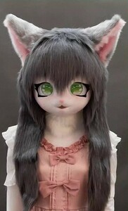 着ぐるみヘッド 猫 暗灰 全頭ヘッド ケモノ マスク ファースーツ ぬいぐるみ コスプレ コスチューム