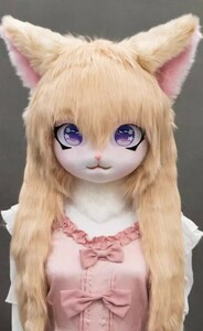 着ぐるみヘッド 猫 飴色 全頭ヘッド ケモノ マスク ファースーツ ぬいぐるみ コスプレ コスチューム