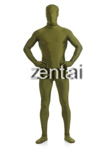 全身タイツ オリーブグリーン 男性女性兼用 XLサイズ ゼンタイ コスプレ ZENTAI レオタード ボディースーツ 仮装 コスチューム 戦隊