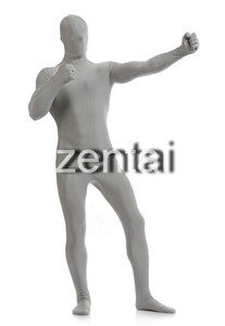 全身タイツ 薄いグレー 男性女性兼用 Mサイズ ゼンタイ コスプレ ZENTAI レオタード ボディースーツ 仮装 イベント コスチューム 戦隊