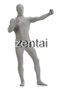 全身タイツ 薄いグレー 男性女性兼用 2XLサイズ ゼンタイ コスプレ ZENTAI レオタード ボディースーツ 仮装 イベント コスチューム 戦隊