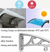 屋根庇 ひさし雨よけ 住宅用ひさし パティオ日除けそしてキャノピー テラス, 拡張可能 窓の屋根ふき サンシェッター 雨雪保護 80cm x 60cm_画像4