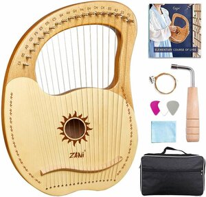 木製竪琴 ハープ 19弦 ライアー ハープ 心癒し 金属弦 弦楽器、ハンドバッグ チューニングレンチ きれいな弦布、初心者向け 子供用 成人用