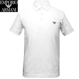 エンポリオ アルマーニ ポロシャツ メンズ 半袖 鹿の子 ホワイト サイズL EMPORIO ARMANI BEACHWEAR 211804 4R461 00010 新品