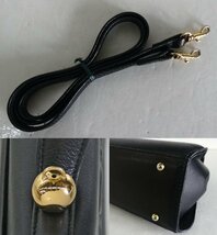 ☆mila schon ミラ・ショーン 型押しロゴ 2way レザー ハンドバッグ【030-3823】ブラック 箱付き USED品☆_画像9