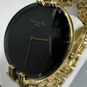 Christian Dior ディオール 腕時計 黒文字盤 ゴールド ユニセックス 電池切不動 GSH032501の画像1