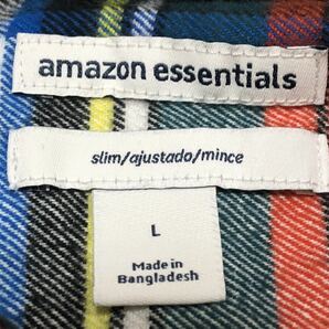 未使用 タグ付 amazon essentials 2着 フランネルシャツ スリムフィットXL 〜XXL 相当 アマゾン プライベートブランド PB ネルシャツの画像7