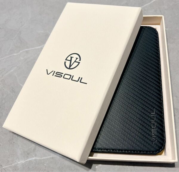 VISOUL iPhoneケース 手帳型 本革 レザー 全面保護 マグネット式 カード収納 アイフォンカバー ブラック