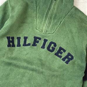 TOMMY HILFIGER トミーヒルフィガー ハーフジップニット セーター コットンニット グリーンネイビー サイズS 古着の画像2