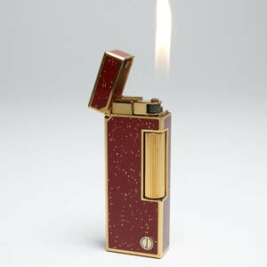 Dunhill ダンヒル ガスライター ローラガス レッドラッカー ラメ ゴールド色 着火OK 希少品 稼働品 052