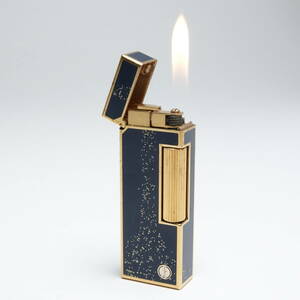 Dunhill ダンヒル ガスライター ローラガス ネイビー ラメ ゴールド色 着火OK 希少品 稼働品 053