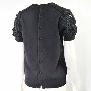 1425-24B0485★トリコ コムデギャルソン tricot COMME des GARCONS★かぎ針編みスリーブ コットンニット ブラック黒 春夏の画像5