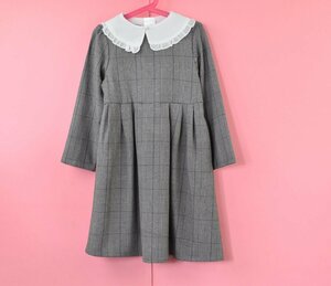 3028-24B0385★ロペピクニック ROPE PICNIC★新品タグ付き 美品 グレンチェックワンピース 120 白付け襟付き