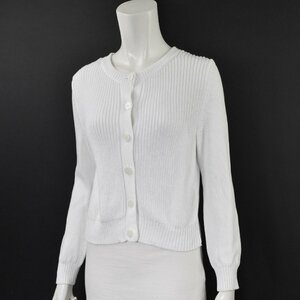 2723-24B0445* Anayi ANAYI* cotton knitted cardigan 38 white white crew neck spring summer 