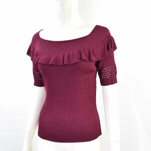 5000-NN00162*ANAYI Anayi beautiful goods *... braided frill car li feeling rib cut and sewn 38 bordeaux deep . red series spring summer autumn 