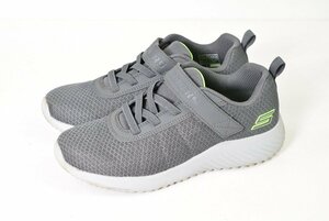 1265-24C0110★スケッチャーズ ボーイズ Skechers BOY'S★バウンダー バロニク 軽量スニーカー 23.5cm チャコールグレー×蛍光グリーン