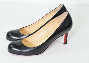 3030-24B0323★クリスチャン・ルブタン Christian Louboutin★定番ベーシック♪ 本革レザー プレーンパンプス 35 黒ブラック ラウンドトゥ