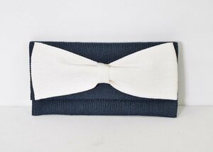 5000-XX00301*www.caterinabertinika Terry na bell tea ni* navy blue white ribbon clutch bag straw spring summer Italy made 