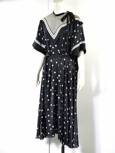 1265-24C0067★ サカイ sacai 2022SS 美品★22-06095 スカーフポルカドットプリーツワンピース 1 黒白