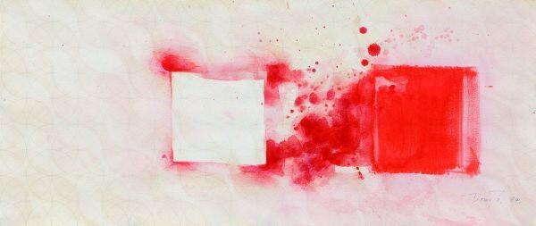 Naoro Domoto Gemälde „Critical Red Aquarellstiftpapier signiert, Chronologie 27×64 F:36.5×73.5 1994 Hisao Domoto, Kunstwerk, Malerei, Andere