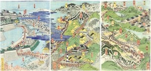 Art hand Auction 芳年｢官軍大阪入城の図｣ 木版画 3枚続 約各35×24.5 1865年 浮世絵 錦絵 月岡芳年 Yoshitoshi, 絵画, 浮世絵, 版画, その他